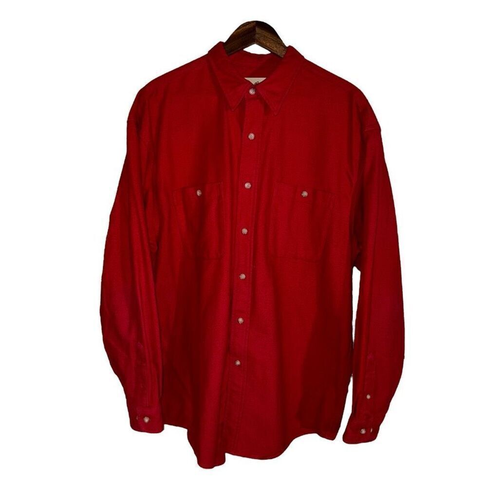 Eddie Bauer Crimson Red Chamois Flannel Sport Shirt L